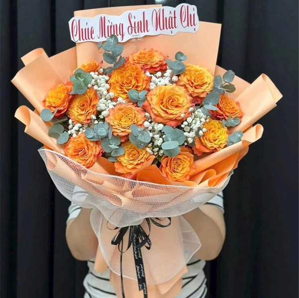 Bó Hoa Hồng Cam Spirit Rạng Rỡ Xinh Tươi