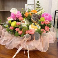 Giỏ Quà Tặng Trái Cây Và Hoa Tone Hồng Thanh Lịch