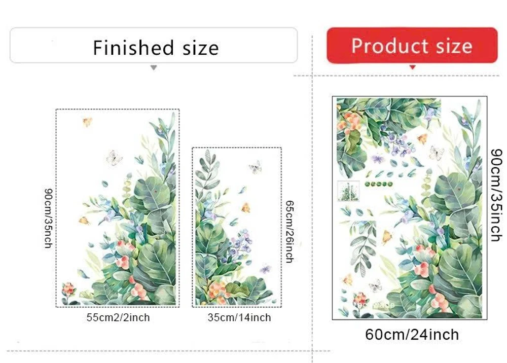 Decal dán tường lá xanh mẫu 14