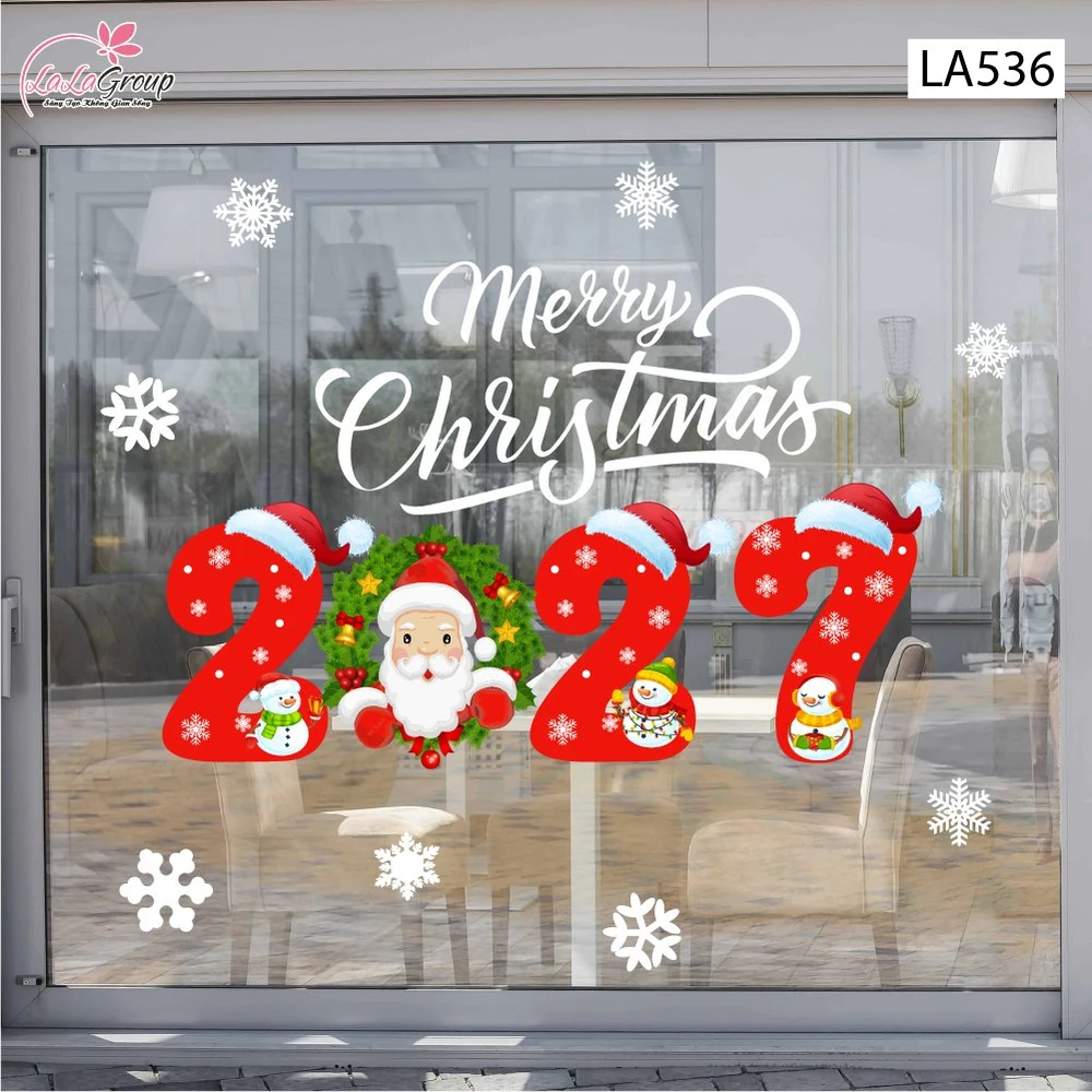 Decal Trang Trí Noel Ông Già Noel Vui Vẻ Và Merry Christmas