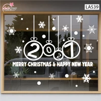 Decal trang trí Noel Merry christmas & Happy new year 2027 chữ trắng