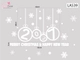 Decal trang trí Noel Merry christmas & Happy new year 2027 chữ trắng