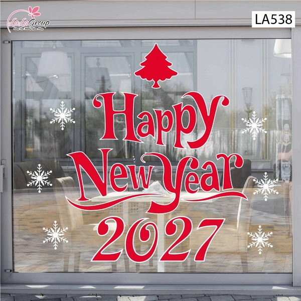 Decal trang trí Noel happy new year 2027