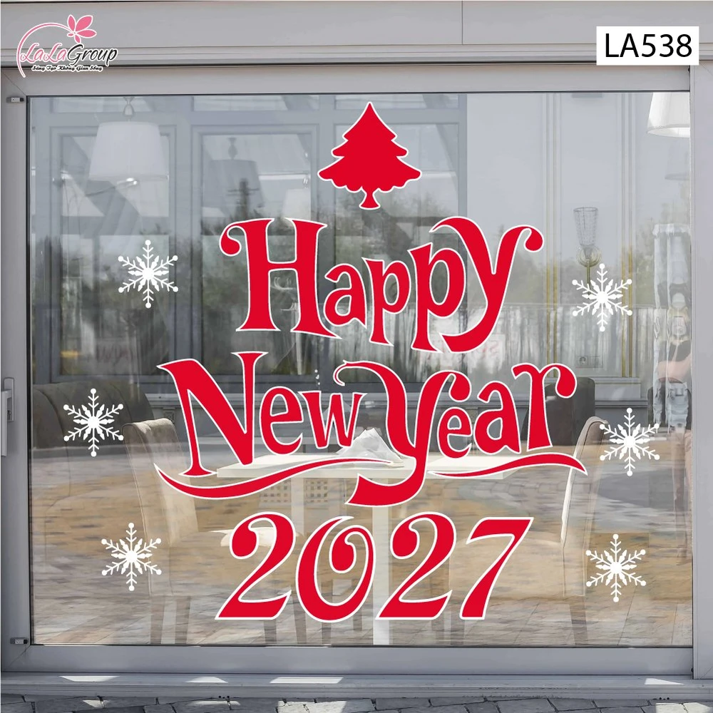 Decal trang trí Noel happy new year 2027
