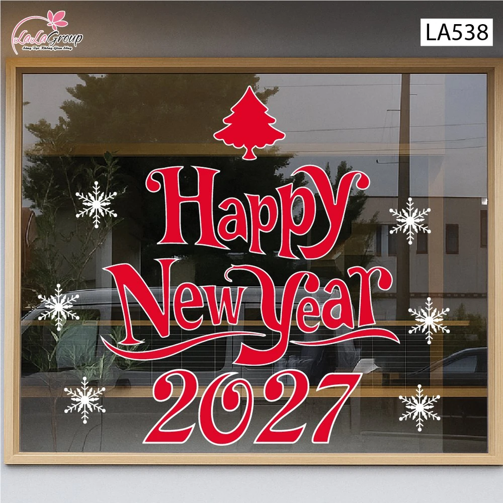 Decal trang trí Noel happy new year 2027