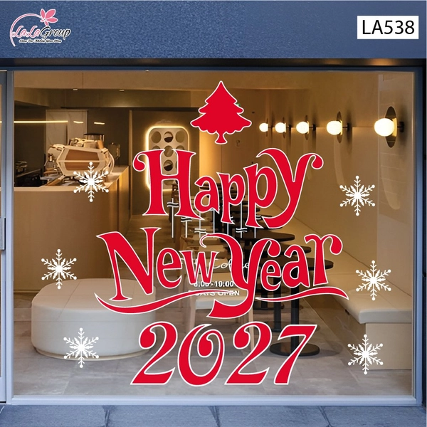 Decal trang trí Noel happy new year 2027