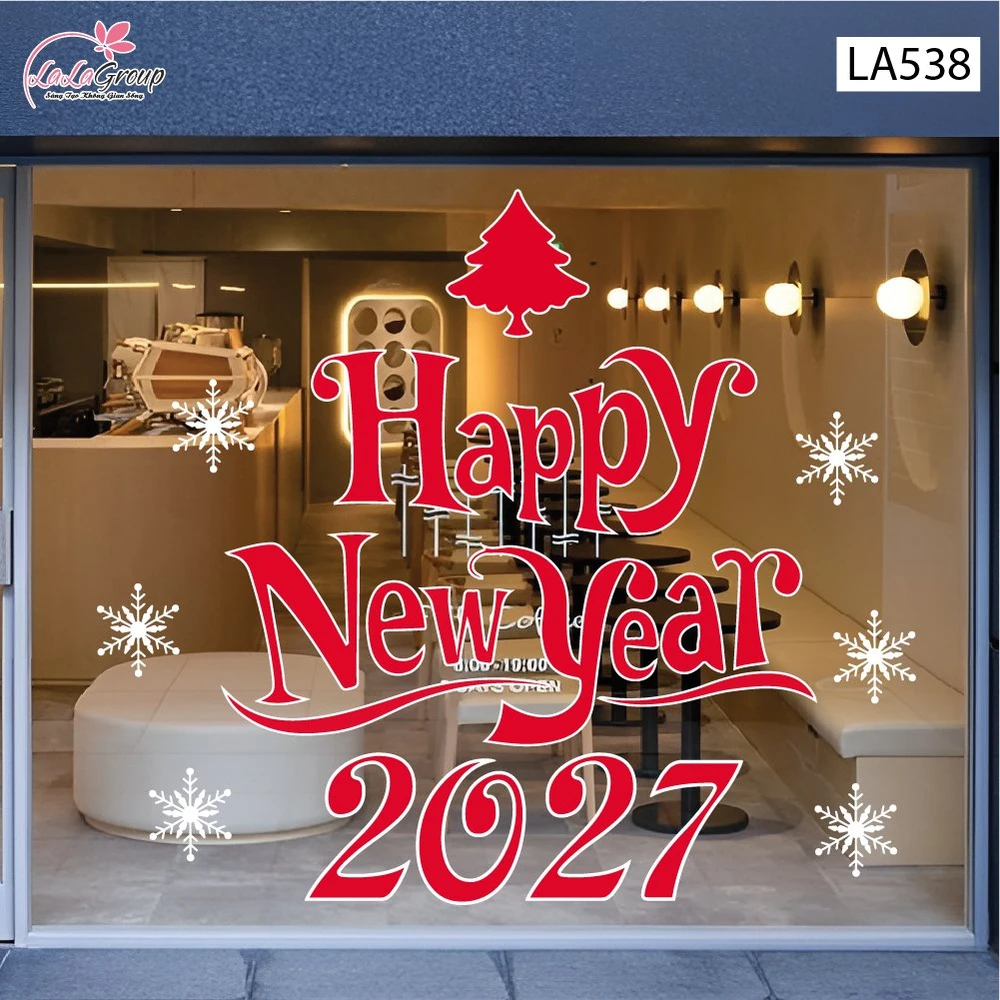 Decal trang trí Noel happy new year 2027
