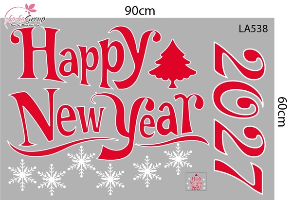 Decal trang trí Noel happy new year 2027