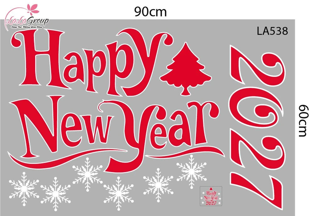 Decal trang trí Noel happy new year 2027