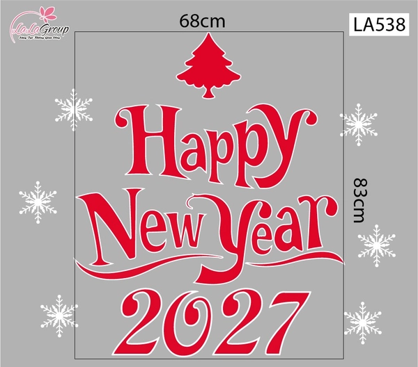 Decal trang trí Noel happy new year 2027