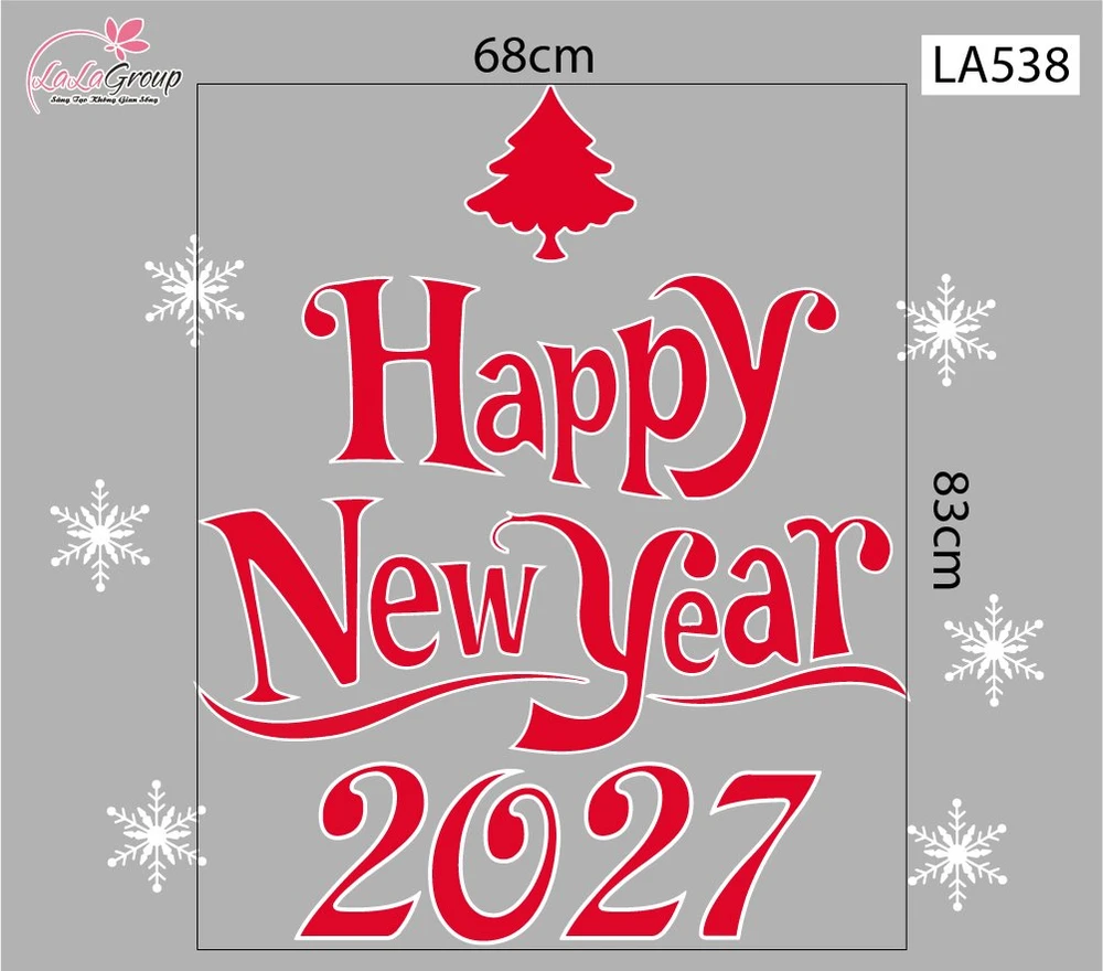 Decal trang trí Noel happy new year 2027