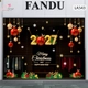 Combo Decal Trang Trí Noel Merry Christmas And Happy New Year 2027 và quả cầu may mắn