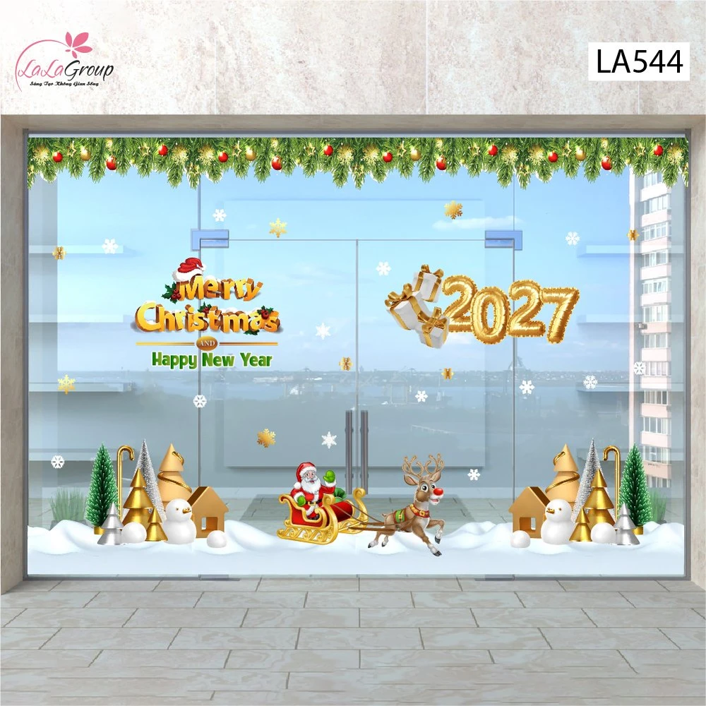 Combo Decal Trang Trí Noel Ông Già Noel Cưỡi Tuần Lộc Mừng Giáng Sinh 2027