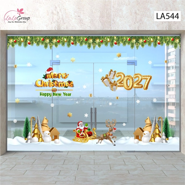 Combo Decal Trang Trí Noel Ông Già Noel Cưỡi Tuần Lộc Mừng Giáng Sinh 2027