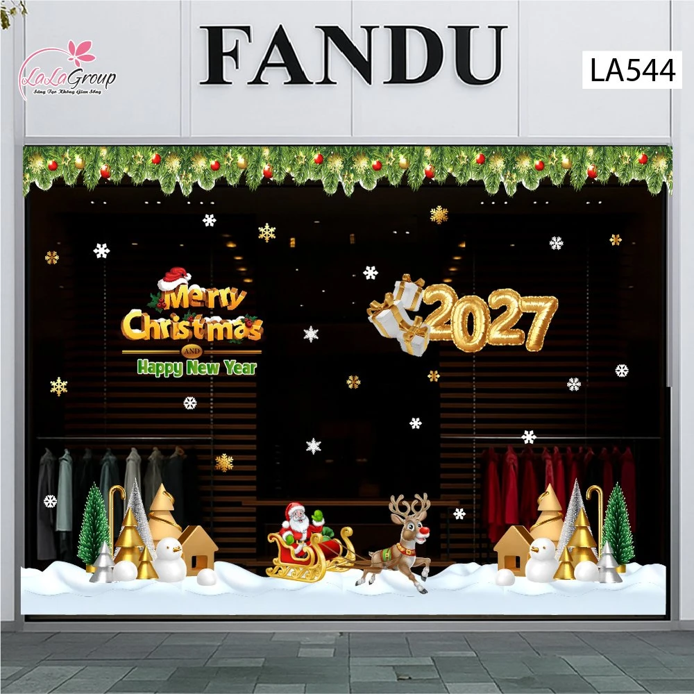 Combo Decal Trang Trí Noel Ông Già Noel Cưỡi Tuần Lộc Mừng Giáng Sinh 2027