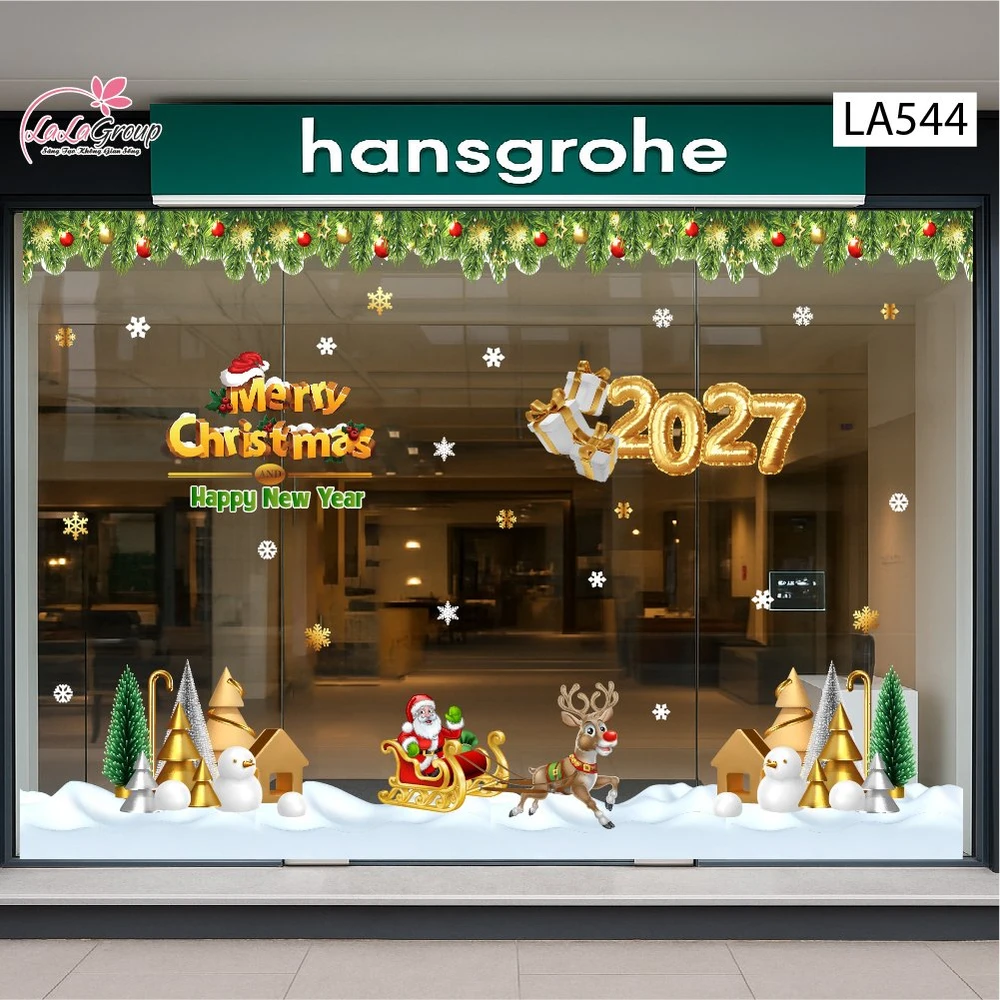 Combo Decal Trang Trí Noel Ông Già Noel Cưỡi Tuần Lộc Mừng Giáng Sinh 2027