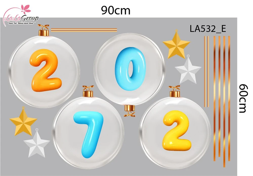 Combo Decal Trang Trí Noel Dây Treo Quả Cầu Thủy Tinh Và Cây Thông Xanh Mint