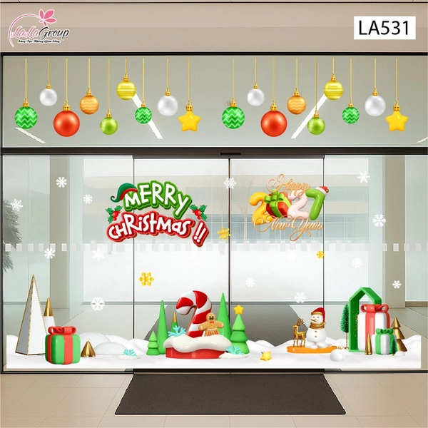 Combo Decal Trang Trí Noel Merry Christmas Cây Kẹo Khổng Lồ Và Những Hộp Quà