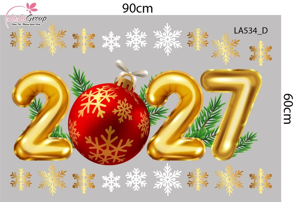 Combo Decal Trang Trí Noel Merry Christmas Ông Già Noel Và Chú Tuần Lộc Phát Quà