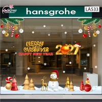 Combo Decal Trang Trí Noel Merry Christmas Người Tuyết Và Tuần Lộc Vàng