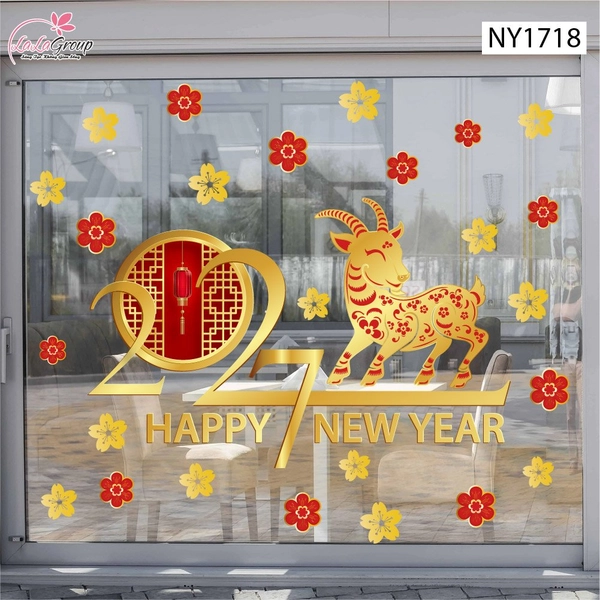 Decal Trang Trí Tết Đinh Mùi Và Mai Vàng Tài Lộc