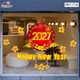Decal Trang Trí Tết Happy New Year 2027 Và Mai Vàng