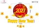 Decal Trang Trí Tết Happy New Year 2027 Và Mai Vàng