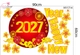 Decal Trang Trí Tết Happy New Year 2027 Và Mai Vàng