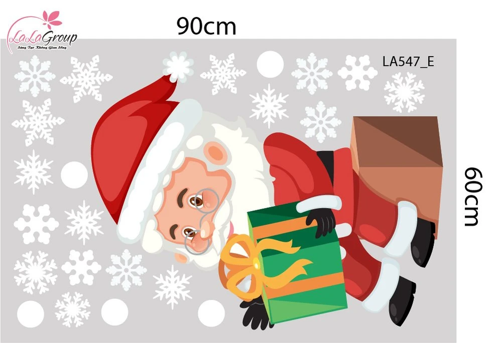 Combo Decal Trang Trí Noel Ông Già Noel Vui Nhộn Và Những Hộp Quà Xinh Xắn