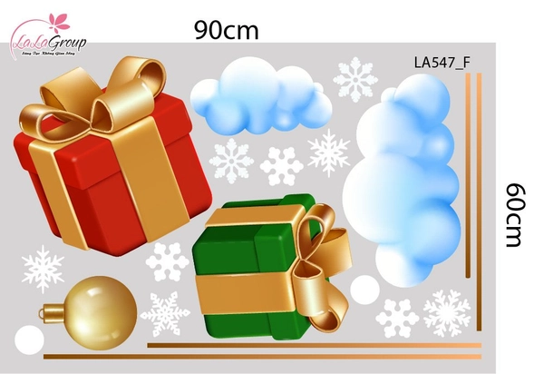 Combo Decal Trang Trí Noel Ông Già Noel Vui Nhộn Và Những Hộp Quà Xinh Xắn