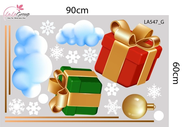 Combo Decal Trang Trí Noel Ông Già Noel Vui Nhộn Và Những Hộp Quà Xinh Xắn