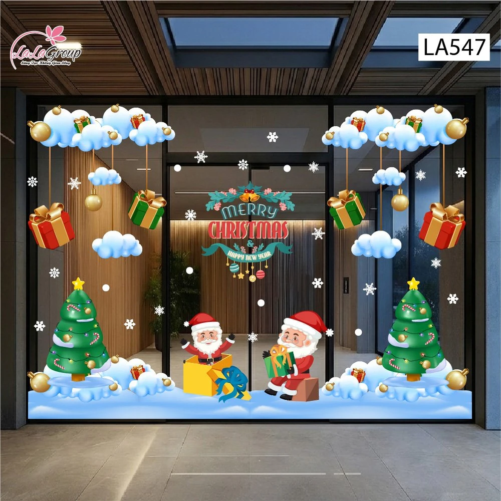 Combo Decal Trang Trí Noel Ông Già Noel Vui Nhộn Và Những Hộp Quà Xinh Xắn