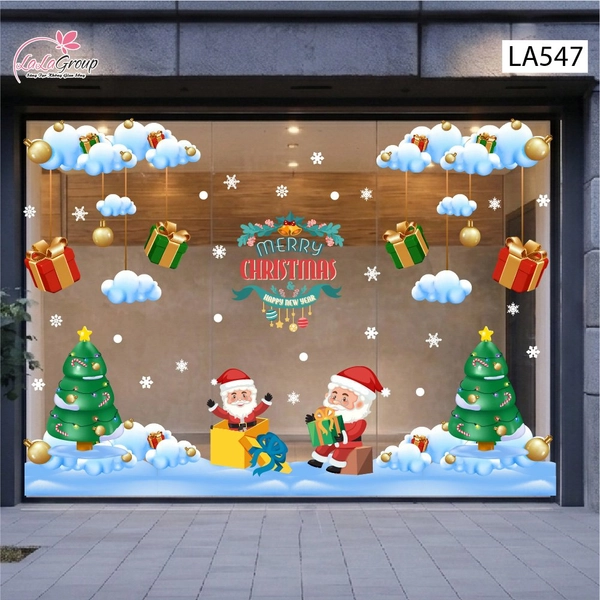 Combo Decal Trang Trí Noel Ông Già Noel Vui Nhộn Và Những Hộp Quà Xinh Xắn