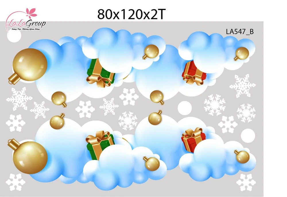 Combo Decal Trang Trí Noel Ông Già Noel Vui Nhộn Và Những Hộp Quà Xinh Xắn