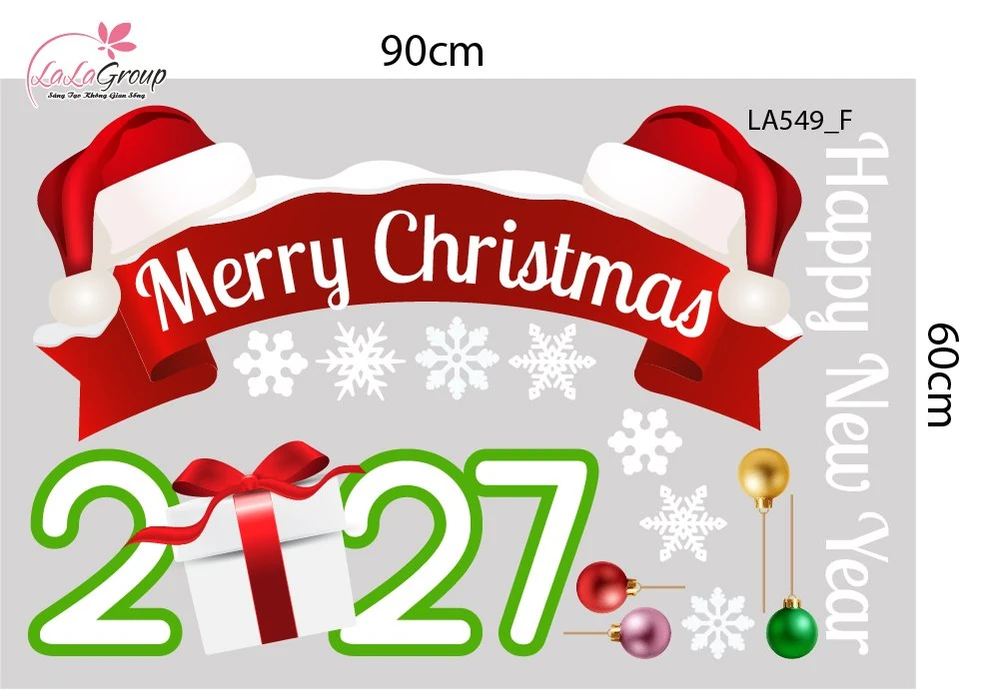 Combo Decal Trang Trí Noel Ông Già Noel Người Tuyết Và Ngôi Nhà Tuyết Xinh Xắn
