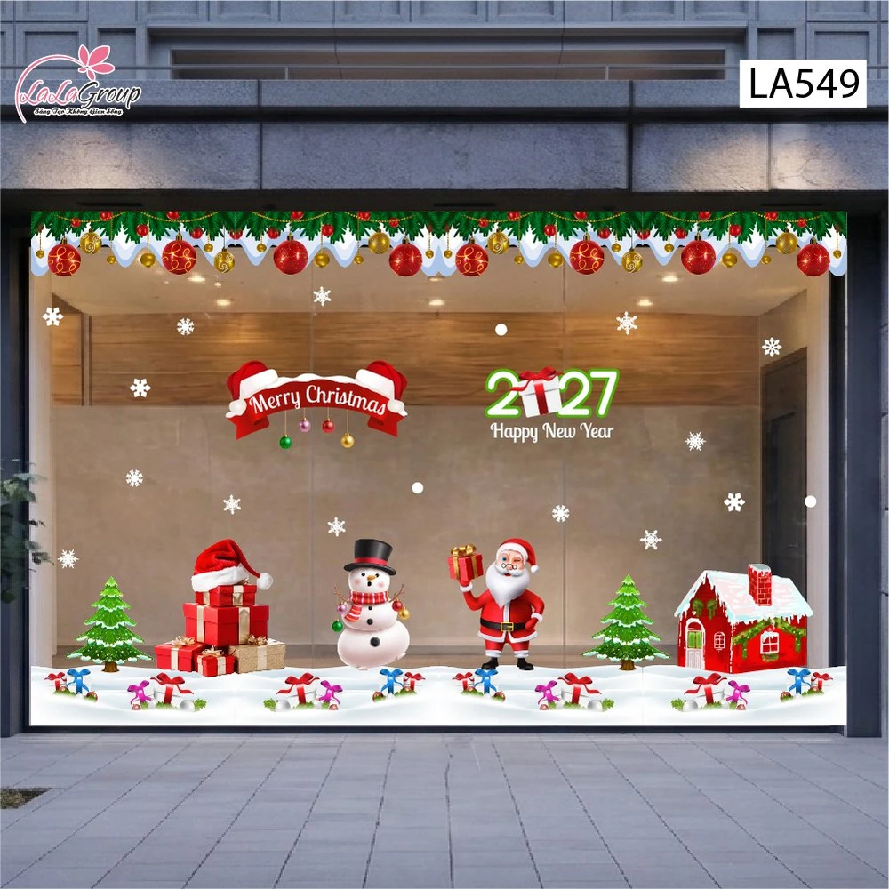 Combo Decal Trang Trí Noel Ông Già Noel Người Tuyết Và Ngôi Nhà Tuyết Xinh Xắn