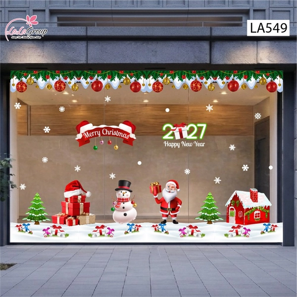 Combo Decal Trang Trí Noel Ông Già Noel Người Tuyết Và Ngôi Nhà Tuyết Xinh Xắn