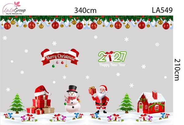 Combo Decal Trang Trí Noel Ông Già Noel Người Tuyết Và Ngôi Nhà Tuyết Xinh Xắn
