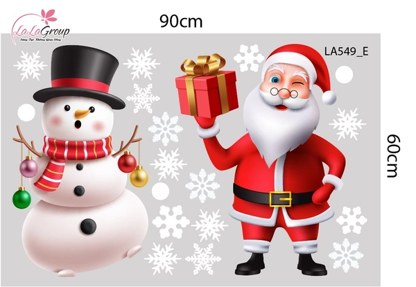 Combo Decal Trang Trí Noel Ông Già Noel Người Tuyết Và Ngôi Nhà Tuyết Xinh Xắn