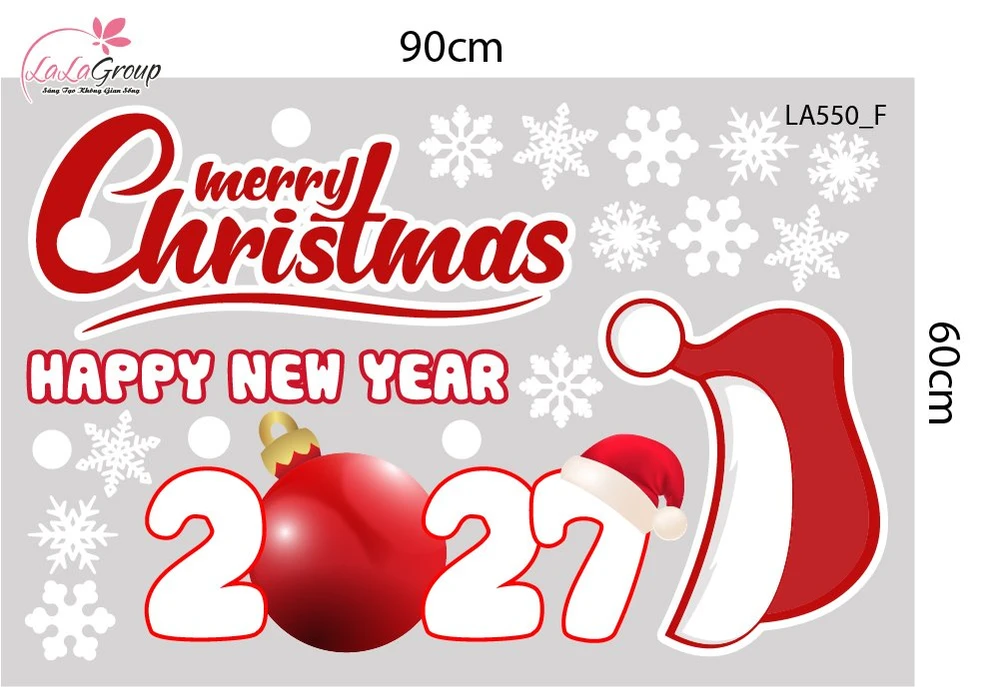 Combo Decal Trang Trí Noel Ông Già Noel Cưỡi Tuần Lộc Và Người Tuyết Vui Nhộn
