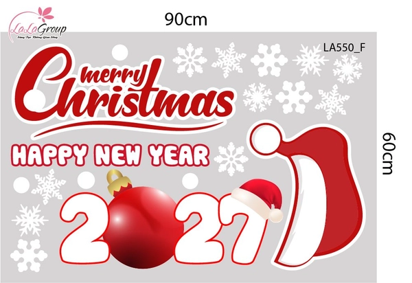 Combo Decal Trang Trí Noel Ông Già Noel Cưỡi Tuần Lộc Và Người Tuyết Vui Nhộn