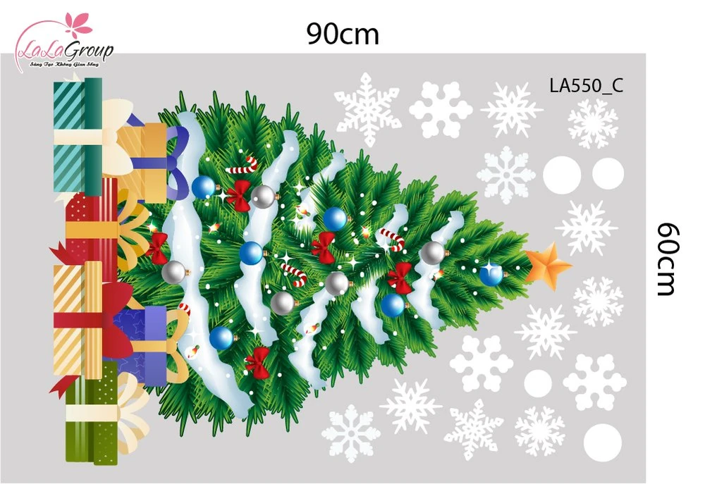 Combo Decal Trang Trí Noel Ông Già Noel Cưỡi Tuần Lộc Và Người Tuyết Vui Nhộn