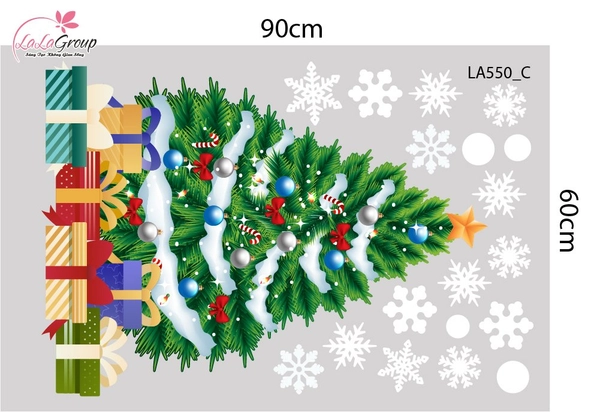 Combo Decal Trang Trí Noel Ông Già Noel Cưỡi Tuần Lộc Và Người Tuyết Vui Nhộn