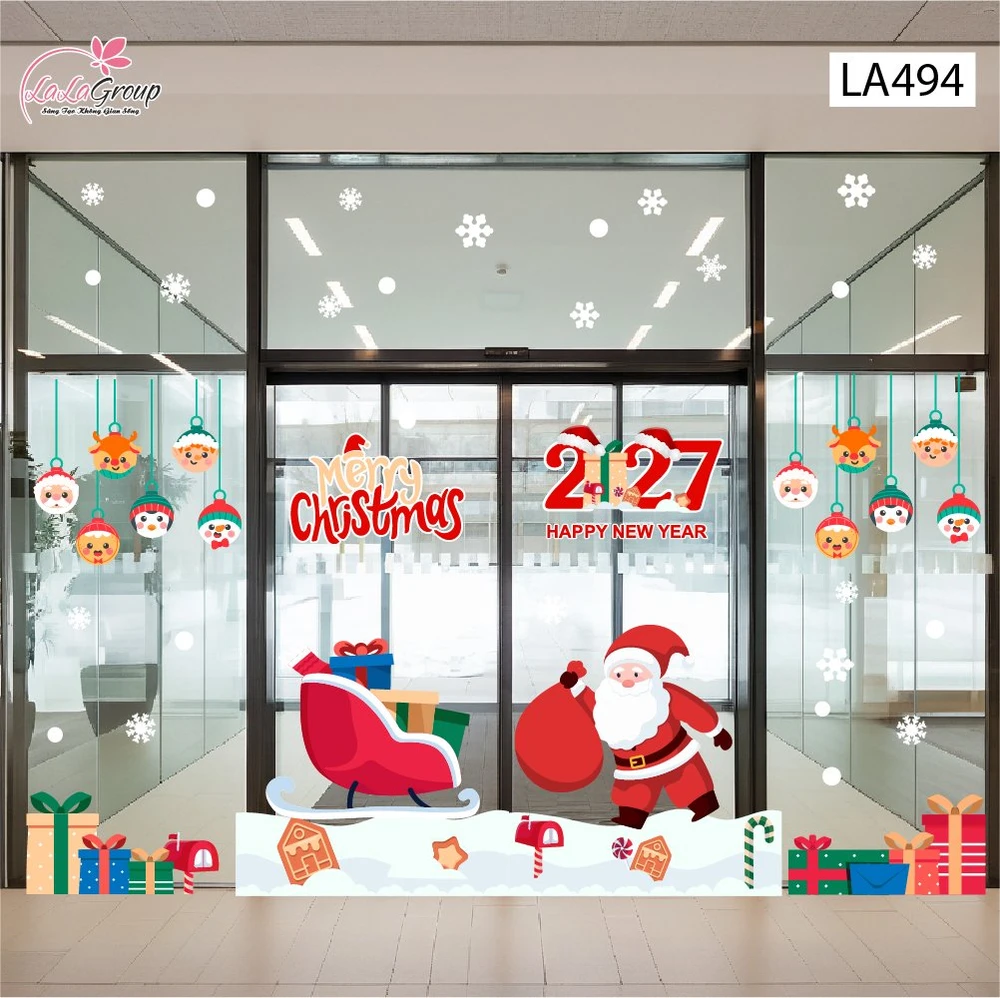 Combo Decal Trang Trí Noel Ông Già Noel Và Những Phần Quà Xinh Xắn