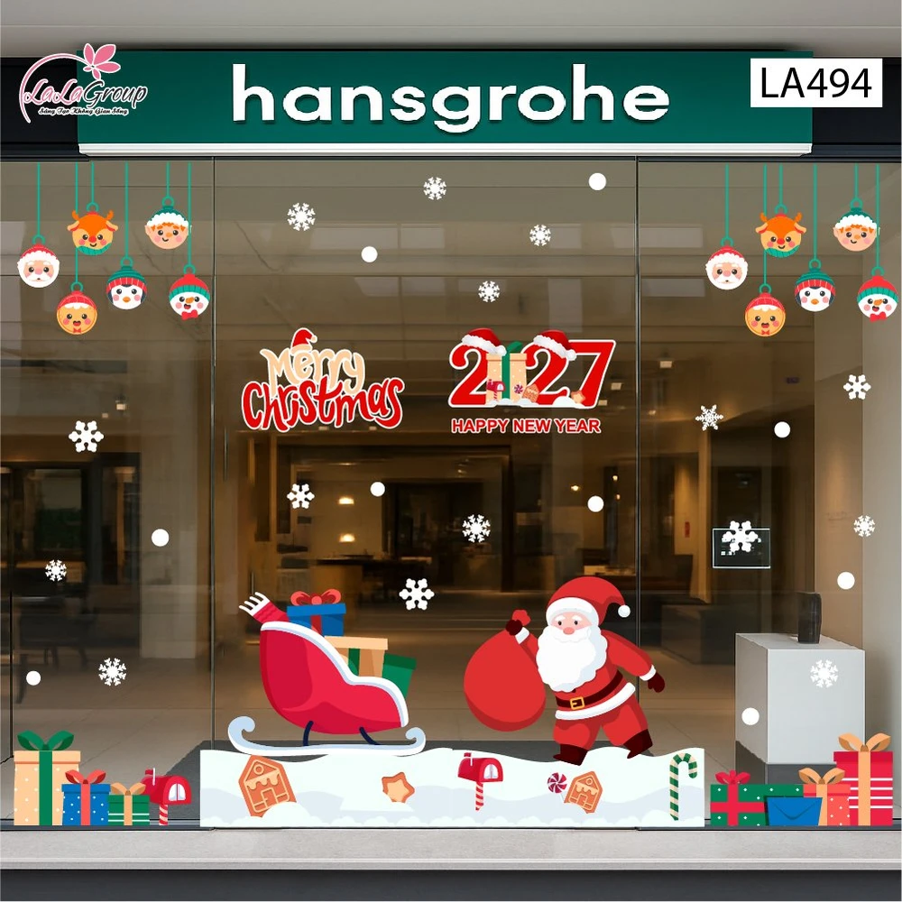Combo Decal Trang Trí Noel Ông Già Noel Và Những Phần Quà Xinh Xắn