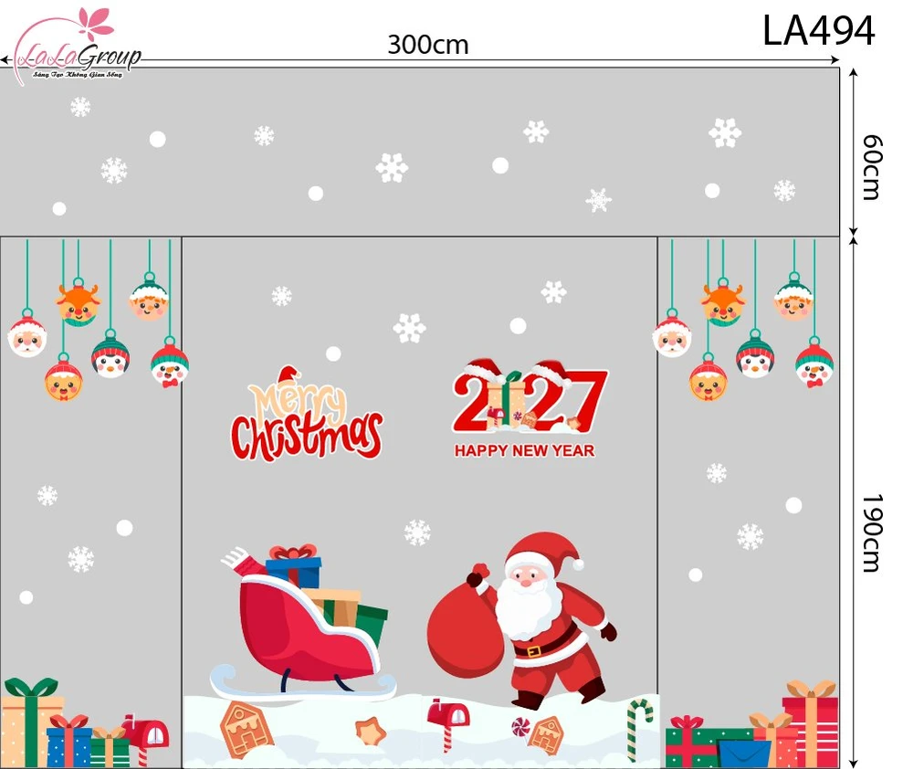 Combo Decal Trang Trí Noel Ông Già Noel Và Những Phần Quà Xinh Xắn