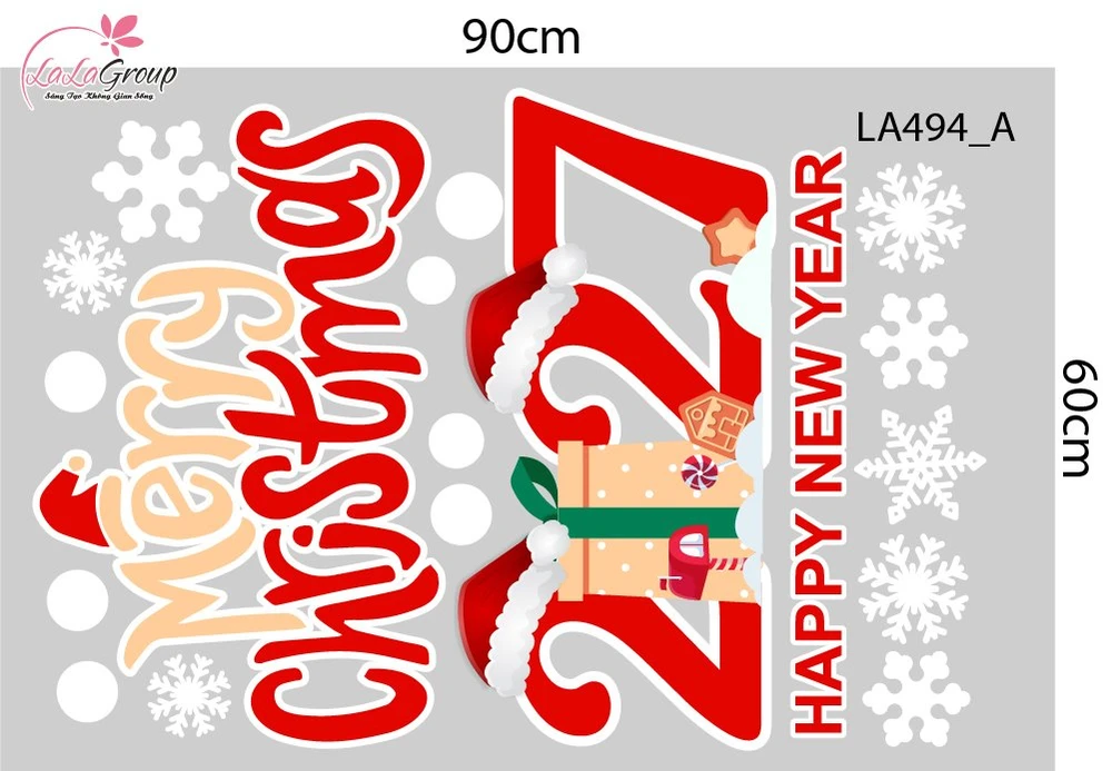 Combo Decal Trang Trí Noel Ông Già Noel Và Những Phần Quà Xinh Xắn