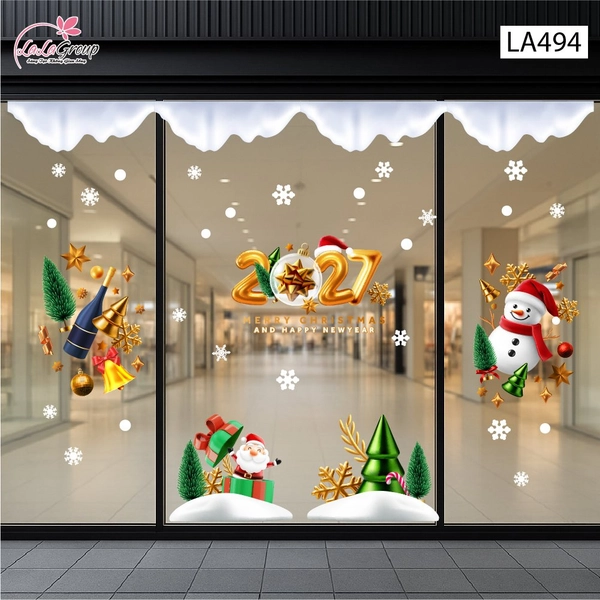 Combo Decal Trang Trí Noel Ông Già Noel Vui Nhộn Và Người Tuyết Vui Đón Giáng Sinh