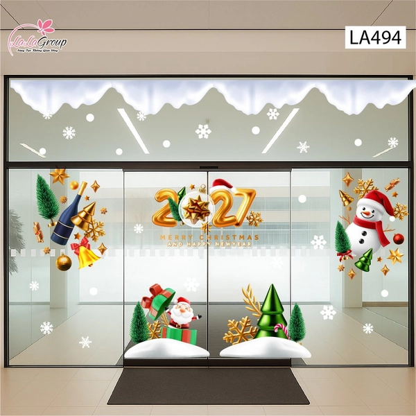 Combo Decal Trang Trí Noel Ông Già Noel Vui Nhộn Và Người Tuyết Vui Đón Giáng Sinh