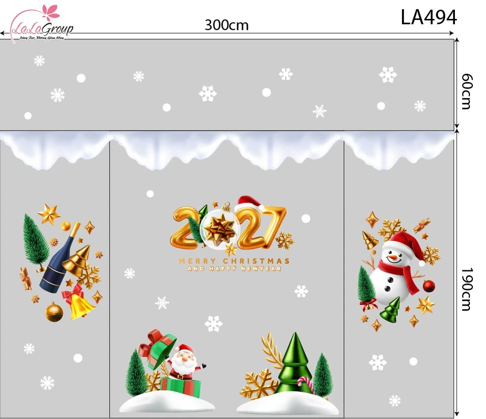 Combo Decal Trang Trí Noel Ông Già Noel Vui Nhộn Và Người Tuyết Vui Đón Giáng Sinh